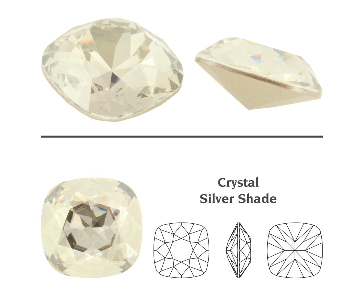 Swarovski® Fancy Cushion Square Silver Shade 10mm