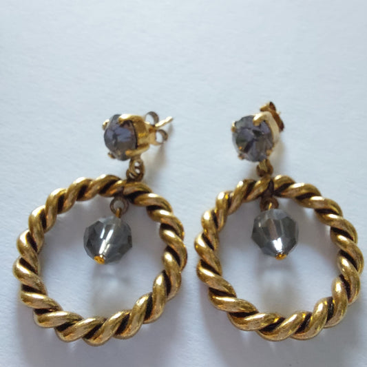 3362 Vintage-Ohrringe mit Swarovski Kristallen 43mm