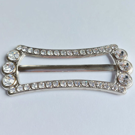 2017 Silberne Gürtelschnalle mit Swarovski Kristallen 83x35mm
