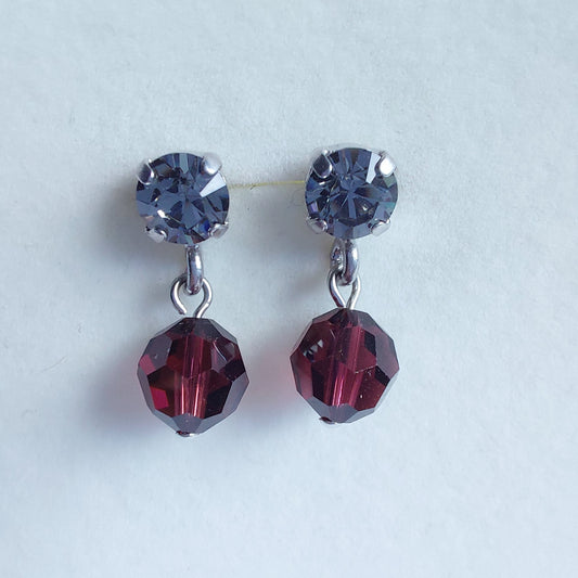 3471 Vintage-Ohrringe mit Swarovski Kristallen 20mm
