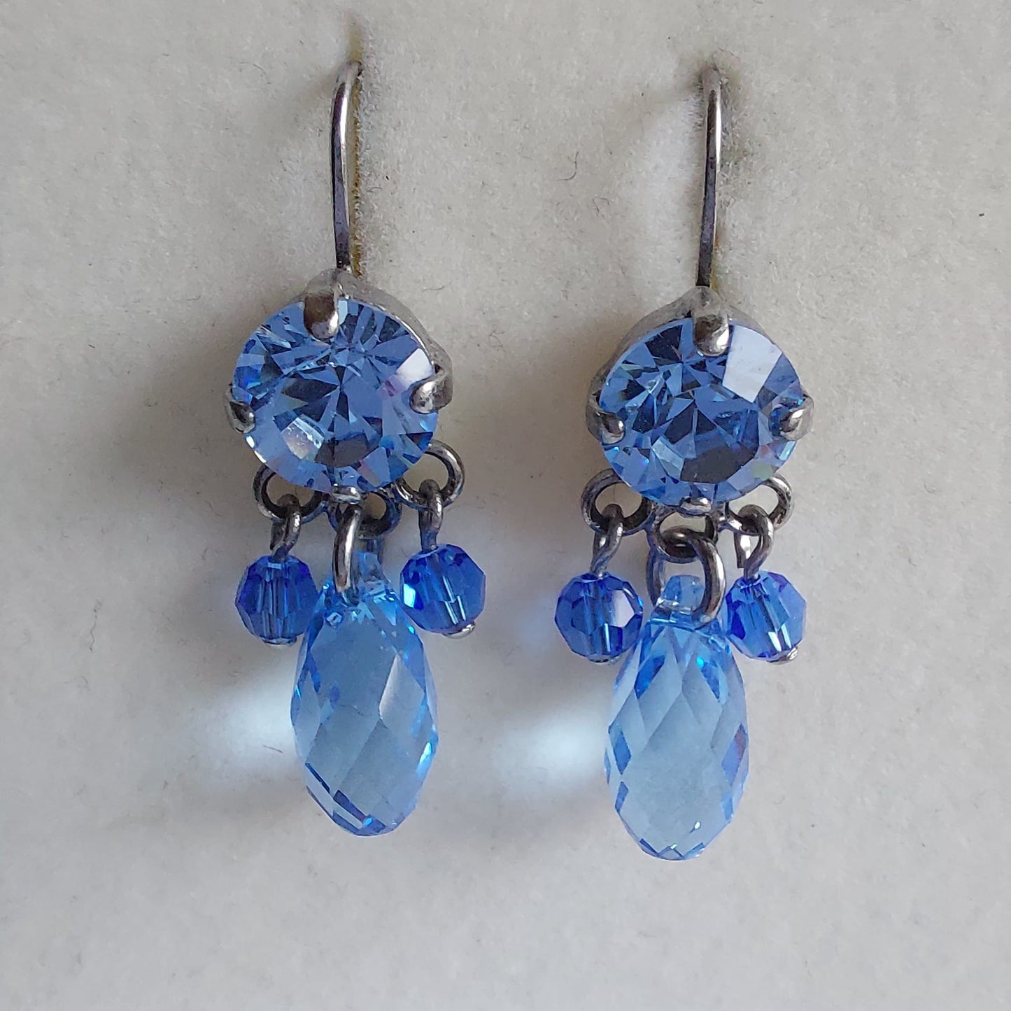 3192 Vintage-Ohrringe mit Swarovski Kristallen & Perlen 33mm