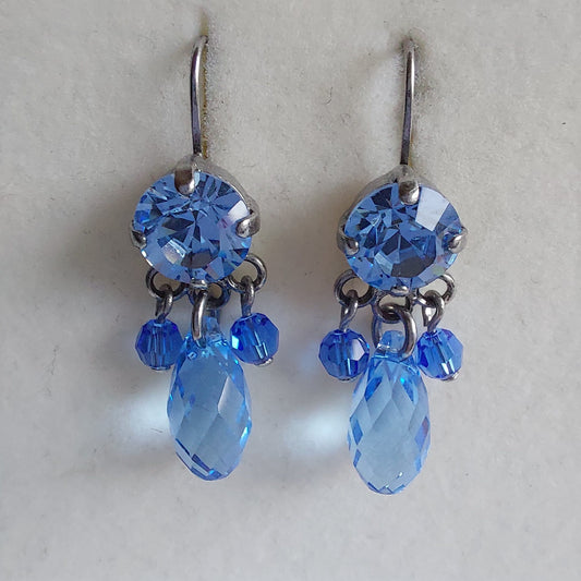 3192 Vintage-Ohrringe mit Swarovski Kristallen & Perlen 33mm