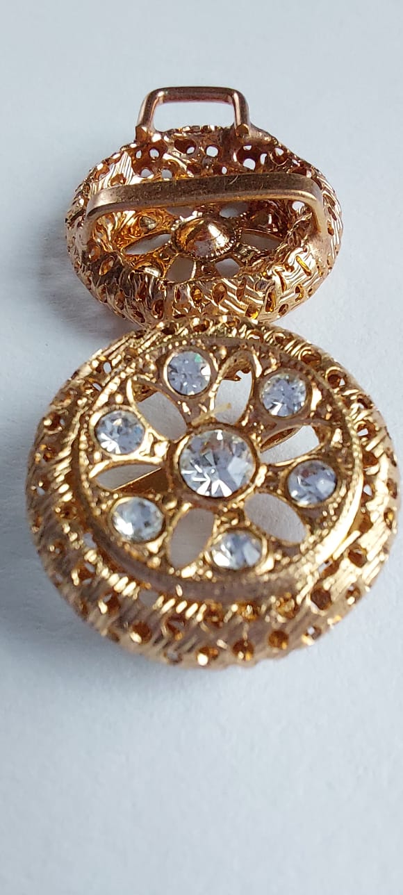 2001 Goldene Gürtelschnalle mit Swarovski Kristallen 17mm