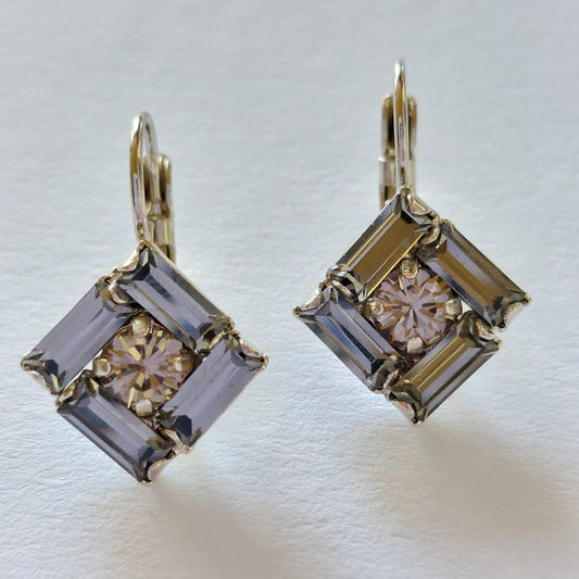 3403 Vintage-Ohrringe mit Swarovski Kristallen 25mm