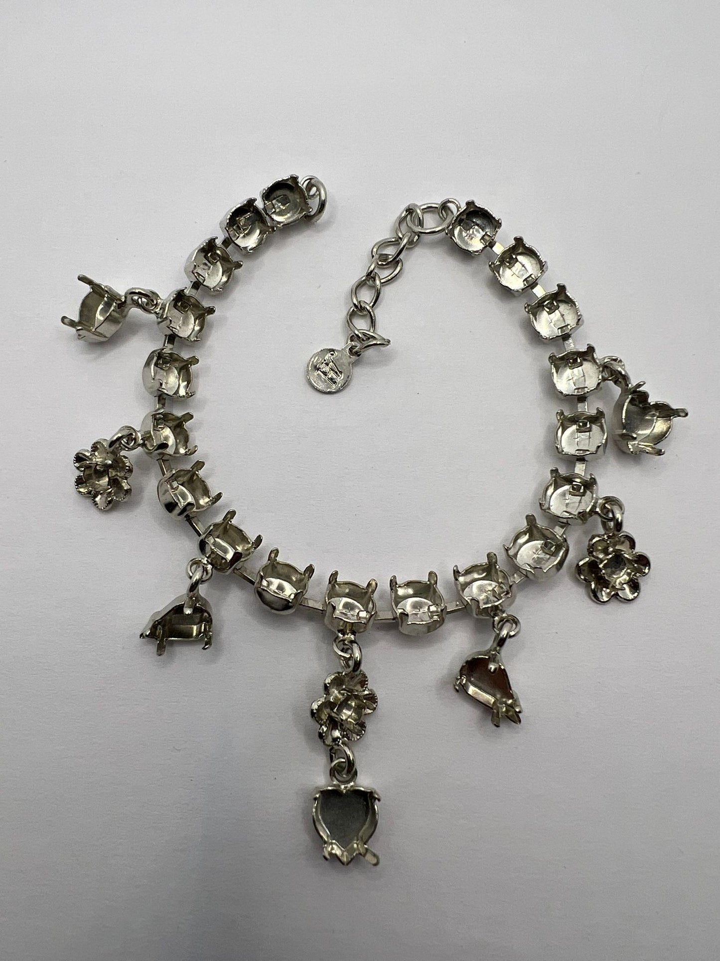 7082 Vintage leerer Bettelarmband  zum Befüllen mit Swarovski Kristallen 17cm