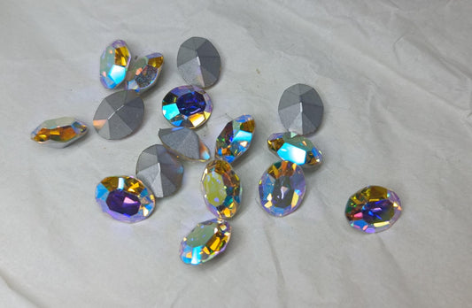 Swarovski® Fancy Vintage Oval Aurore Boreale Silver Foiled 10x8mm
