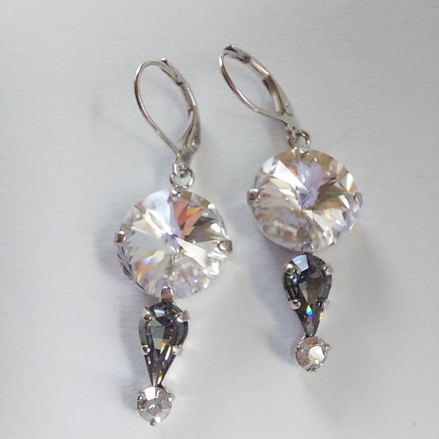 3592 Vintage Ohrringe mit Swarovski Kristallen 45mm