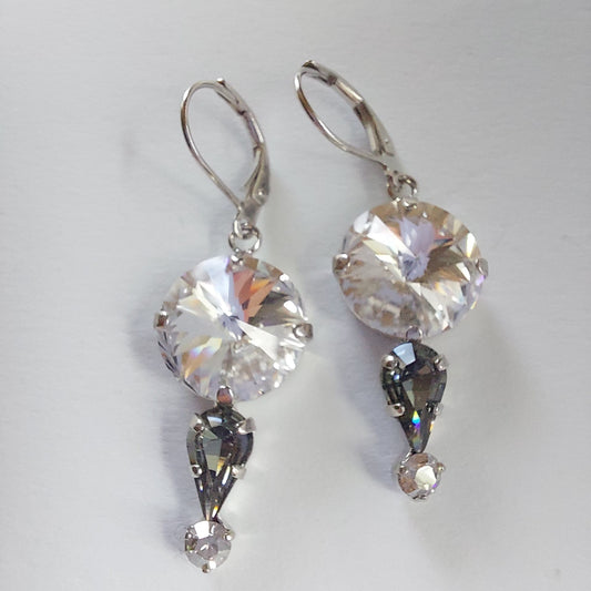 3592 Vintage Ohrringe mit Swarovski Kristallen 45mm