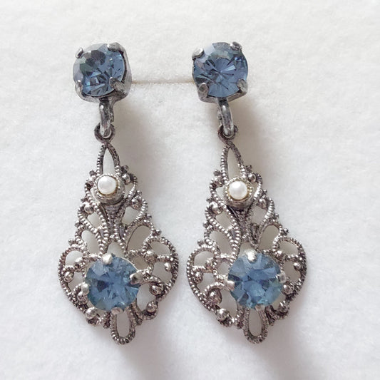 3344 Vintage-Ohrringe mit Swarovski Kristallen 32mm