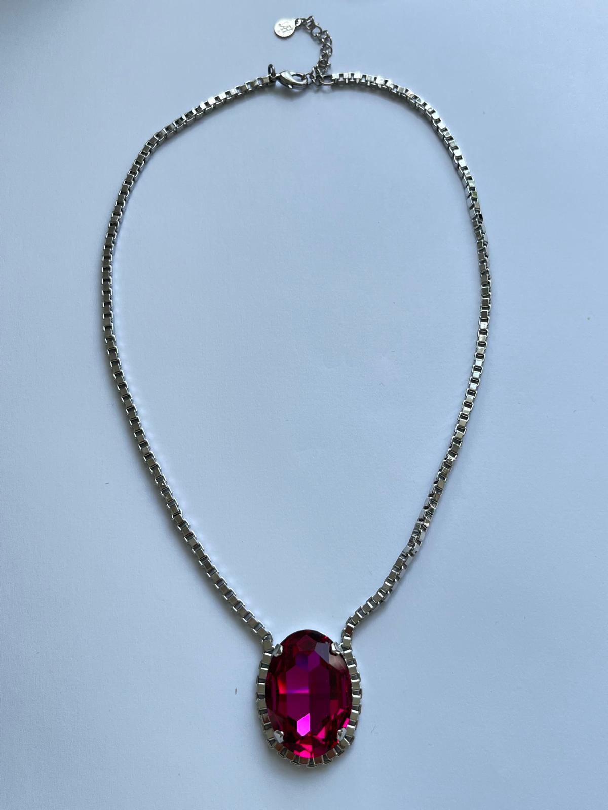 6105 Vintage Swarovski Kristallen Wiegenhalskette Indian Pink 44cm