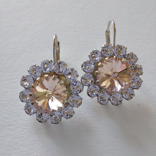 3412 Vintage-Ohrringe mit Swarovski Kristallen 30mm