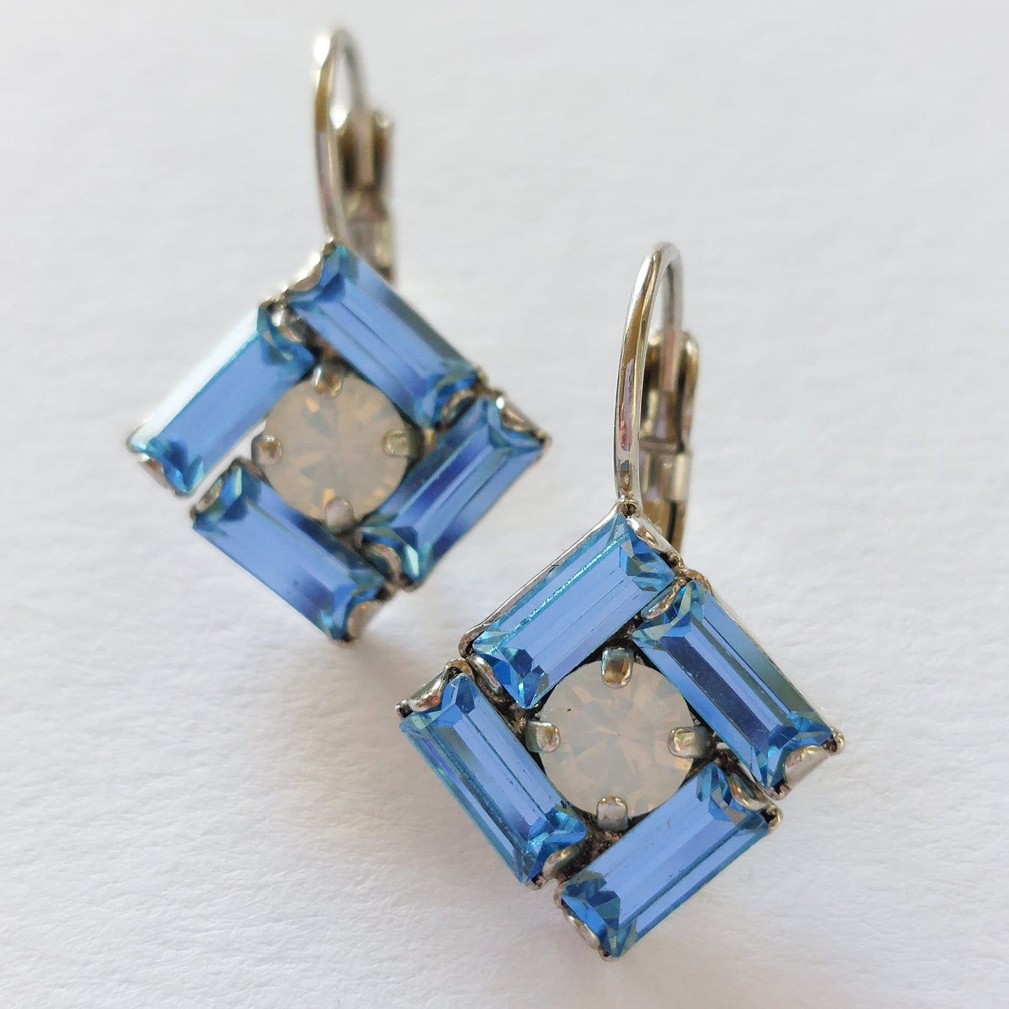 3396 Vintage-Ohrringe mit Swarovski Kristallen 25mm