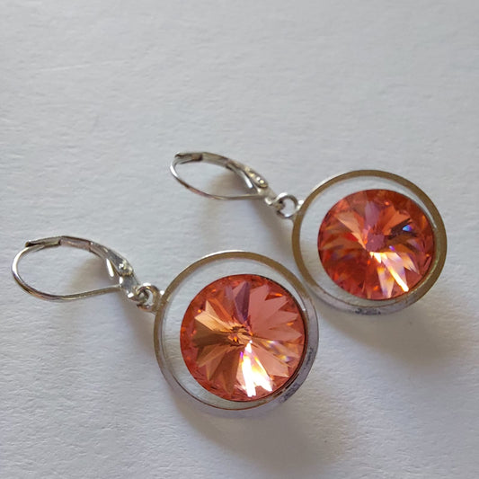 3368 Vintage-Ohrringe mit Swarovski Kristallen 39mm