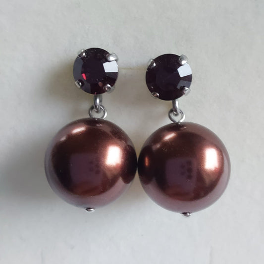 3181 Vintage-Ohrringe mit Swarovski Kristallen & Perlen 30mm
