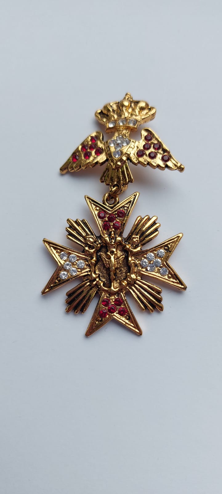 8023 Vintage Broschen Motiv Orden mit Swarovski Kristallen 65x38mm