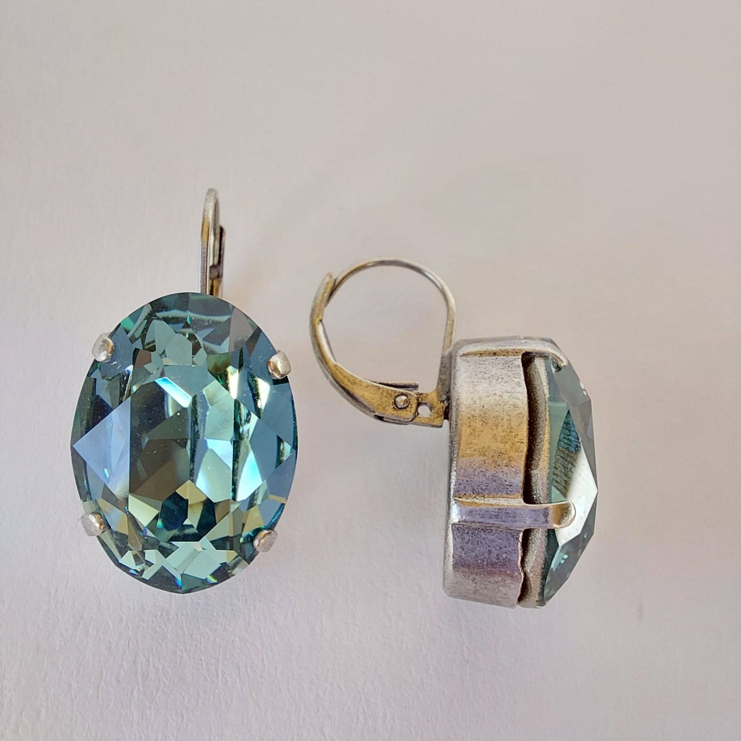3433 Vintage-Ohrringe mit Swarovski Kristallen 27mm