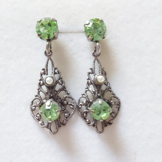 3345 Vintage-Ohrringe mit Swarovski Kristallen 32mm