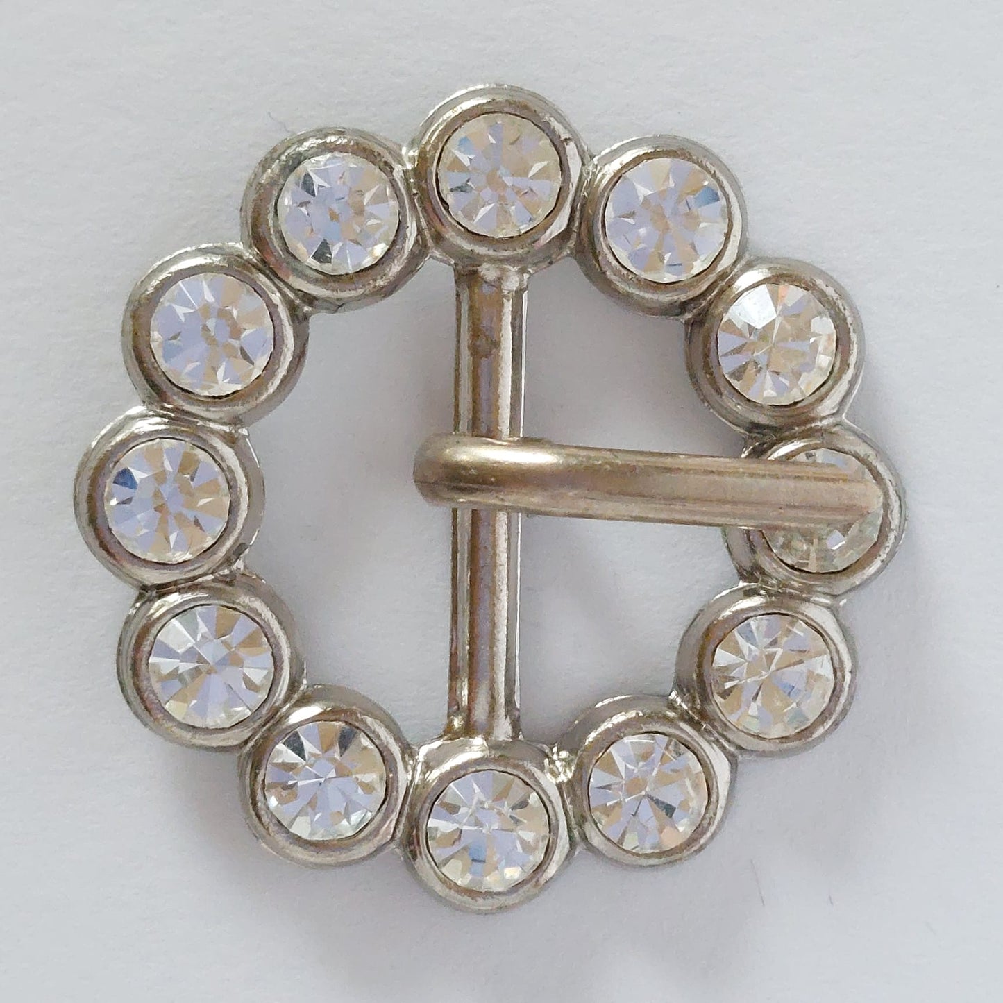 2051 Silberne Gürtelschnalle mit Swarovski Kristallen 28mm