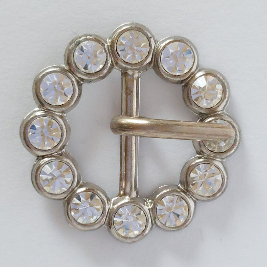 2051 Silberne Gürtelschnalle mit Swarovski Kristallen 28mm