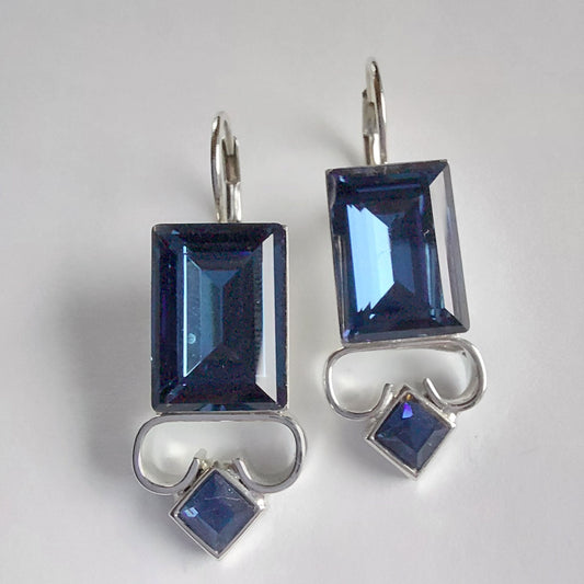 3256 Vintage-Ohrringe mit Swarovski Kristallen 35mm