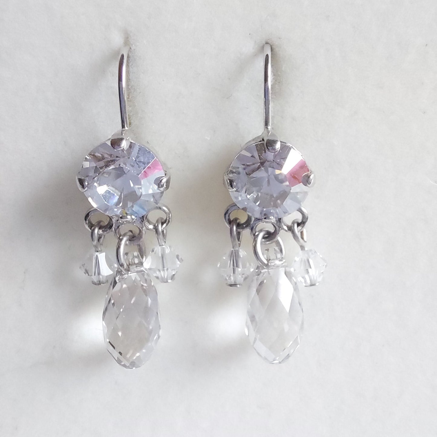 3194 Vintage-Ohrringe mit Swarovski Kristallen & Perlen 33mm