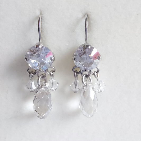 3194 Vintage-Ohrringe mit Swarovski Kristallen & Perlen 33mm