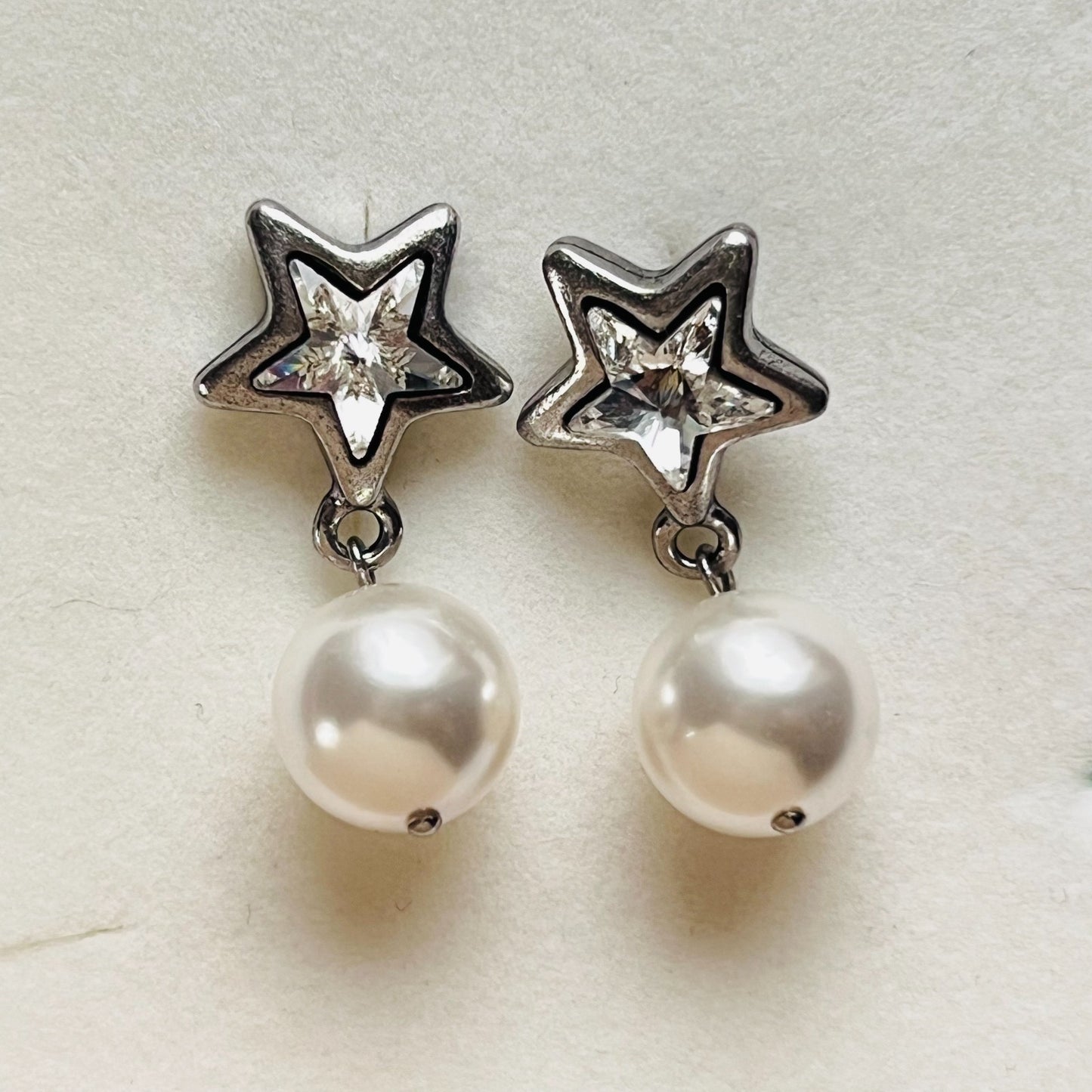 3970 Vintage Earring mit Swarovski Crystals & Pearls 30mm