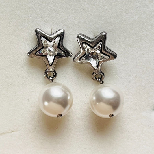 3970 Vintage Earring mit Swarovski Crystals & Pearls 30mm