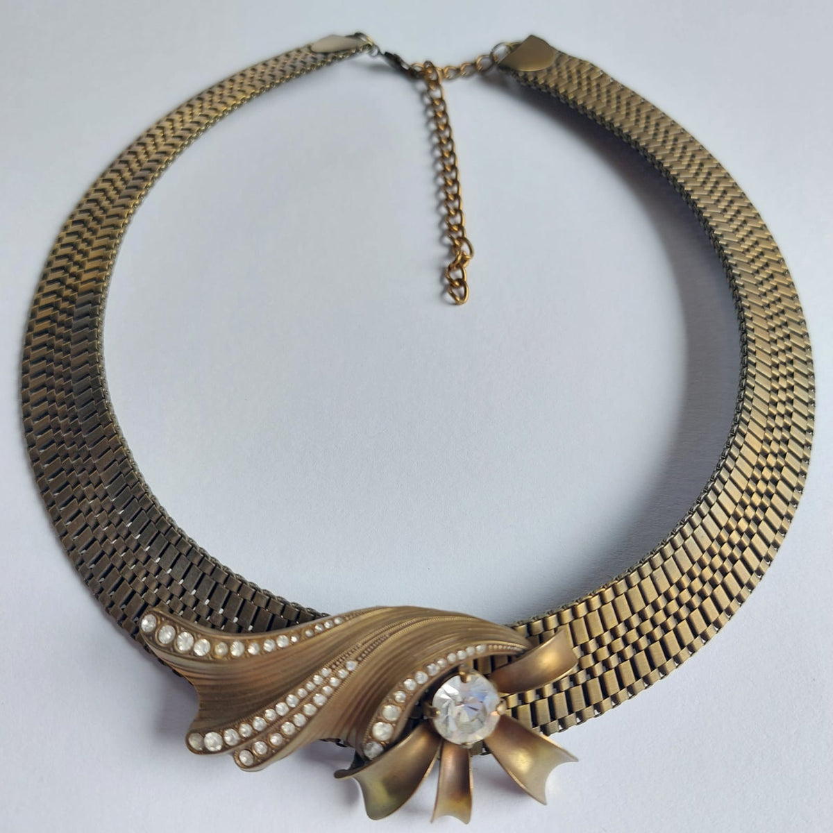 6022 Vintage Austernkette Halskette mit Swarovski Kristallen 62×30mm