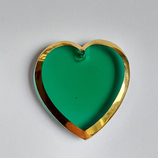 5606 Vintage Glas Herz Emerald Anhänger 28mm