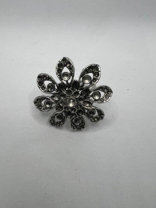 2484 Vintage Leerer Rhodium Schalhalter zum Befüllen mit Ceralun oder Swarovski Kristallen 60mm