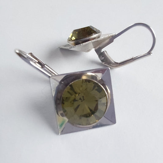 3263 Vintage-Ohrringe mit Swarovski Kristallen 24mm