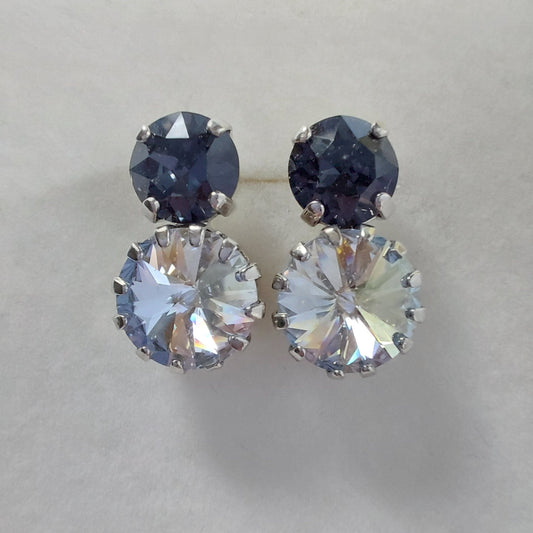 3449 Vintage-Ohrringe mit Swarovski Kristallen 18mm