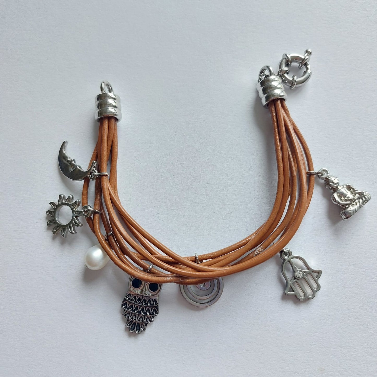 7948 Vintage Leder Charm-Armband 20cm
