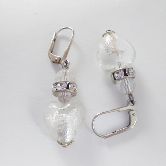 3210 Vintage-Ohrringe mit Swarovski Kristallen & Perlen 40mm