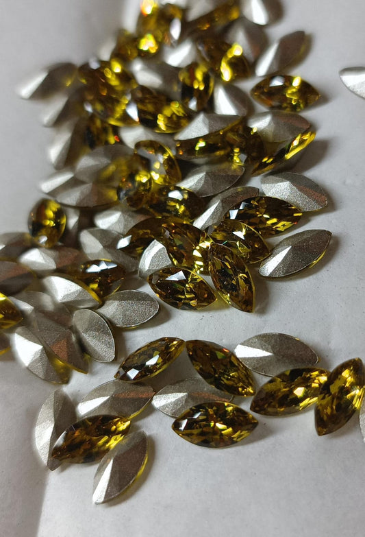 Swarovski® Fancy Vintage Navette Lime Silver Foiled 10x5mm