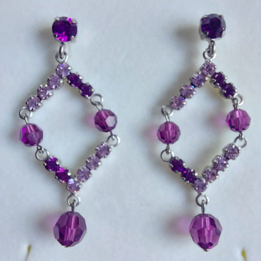 3519 Vintage-Ohrringe mit Swarovski Kristallen 60mm