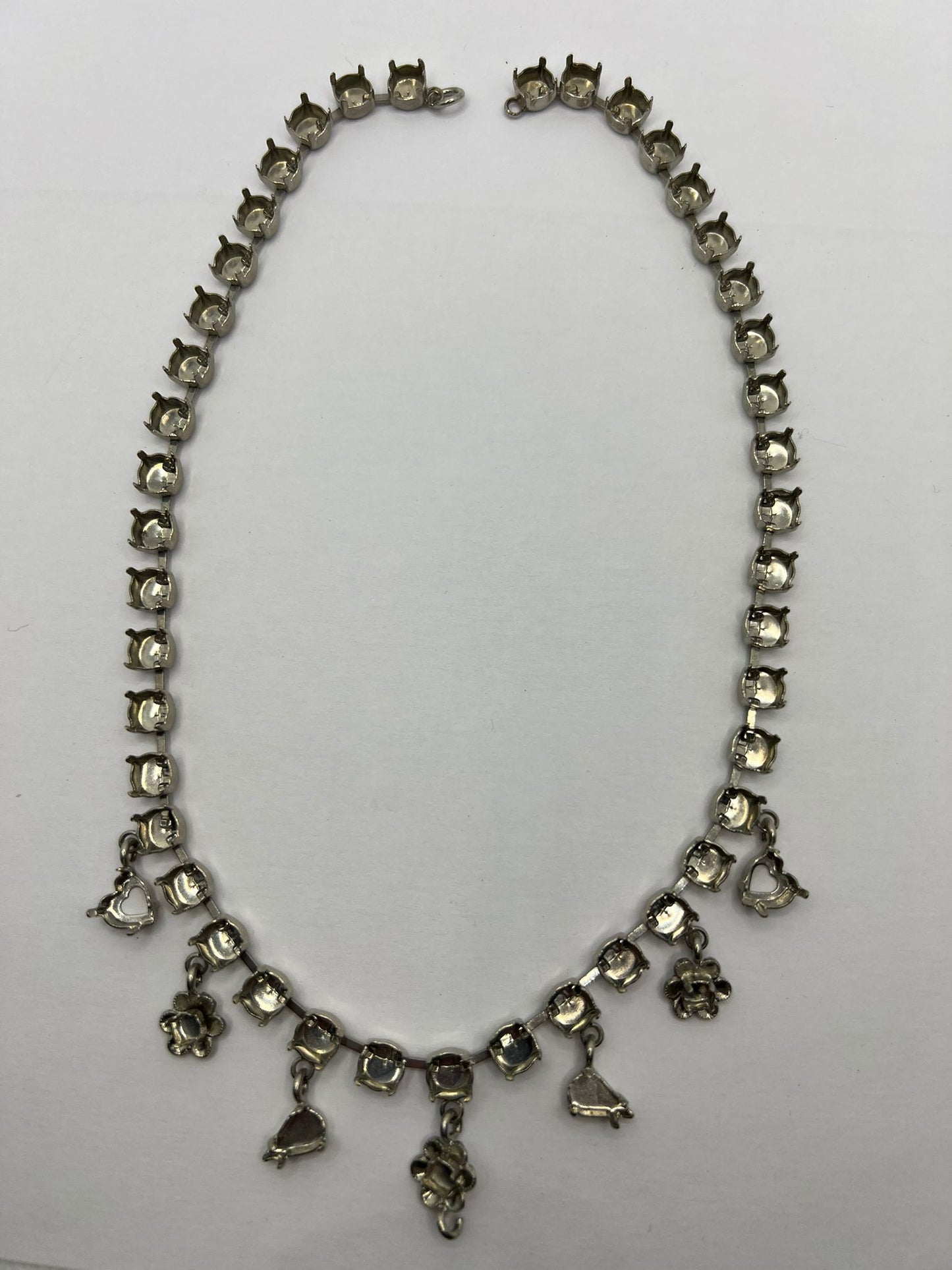 6433 Vintage leerer Halskette mit Anhänger zum Befüllen mit Swarovski Kristallen 39cm