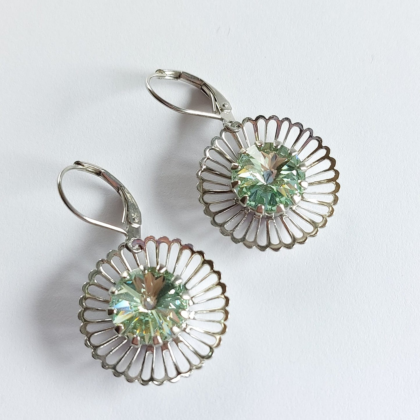3159 Vintage Earring mit Swarovski Rivoli 35mm