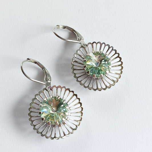 3159 Vintage Earring mit Swarovski Rivoli 35mm