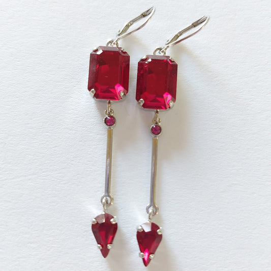 3382 Vintage-Ohrringe mit Swarovski Kristallen 70mm