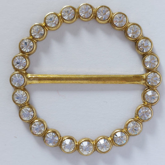 2040 Goldene Gürtelschnalle mit Swarovski Kristallen 54mm