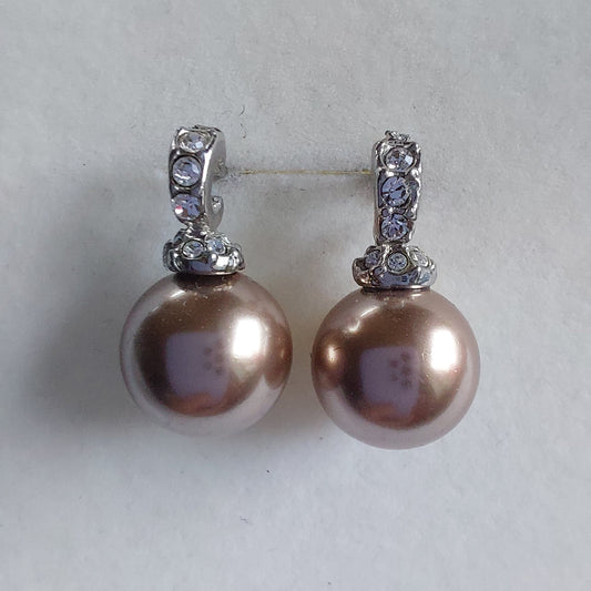 3184 Vintage-Ohrringe mit Swarovski Kristallen & Perlen 22mm
