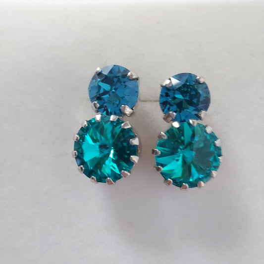 3454 Vintage-Ohrringe mit Swarovski Kristallen 18mm