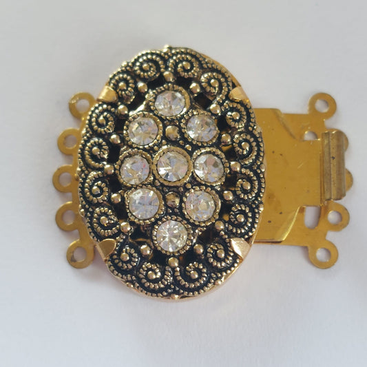 5229 Vintage Federverschluss mit Swarovski Kristallen 26x24.6mm