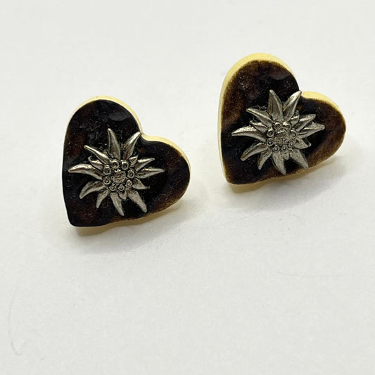 30538 Vintage Trachten Edelweiß Ohrclips 17mm
