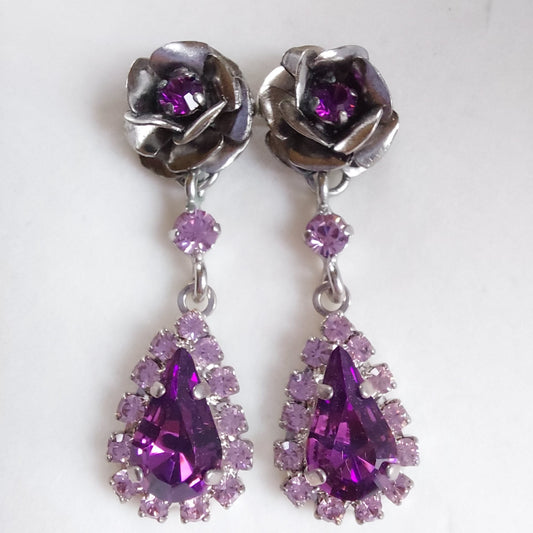 3619 Vintage Ohrringe mit Swarovski Kristallen 45mm