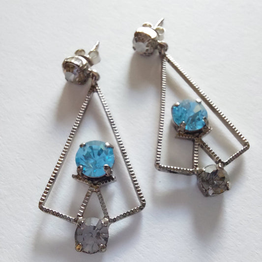 3358 Vintage-Ohrringe mit Swarovski Kristallen 50mm