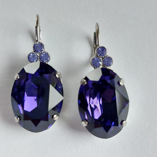 3621 Vintage Ohrringe mit Swarovski Kristallen 30mm