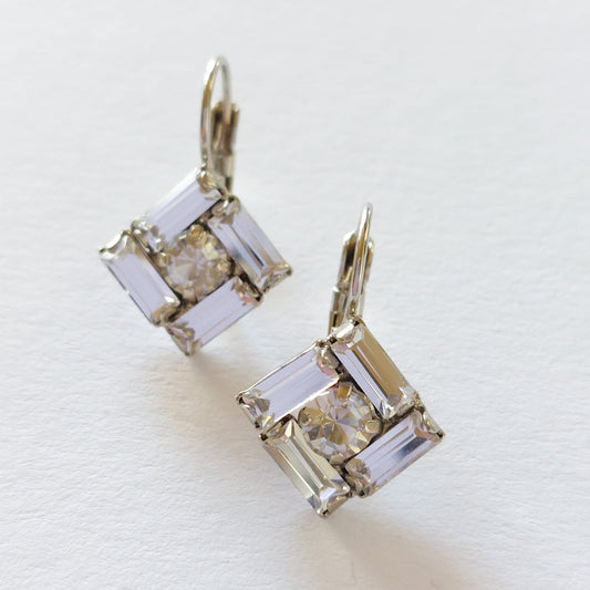 3405 Vintage-Ohrringe mit Swarovski Kristallen 25mm